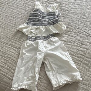 Zara White and Black Kids Ruffled Bottoms with matching top